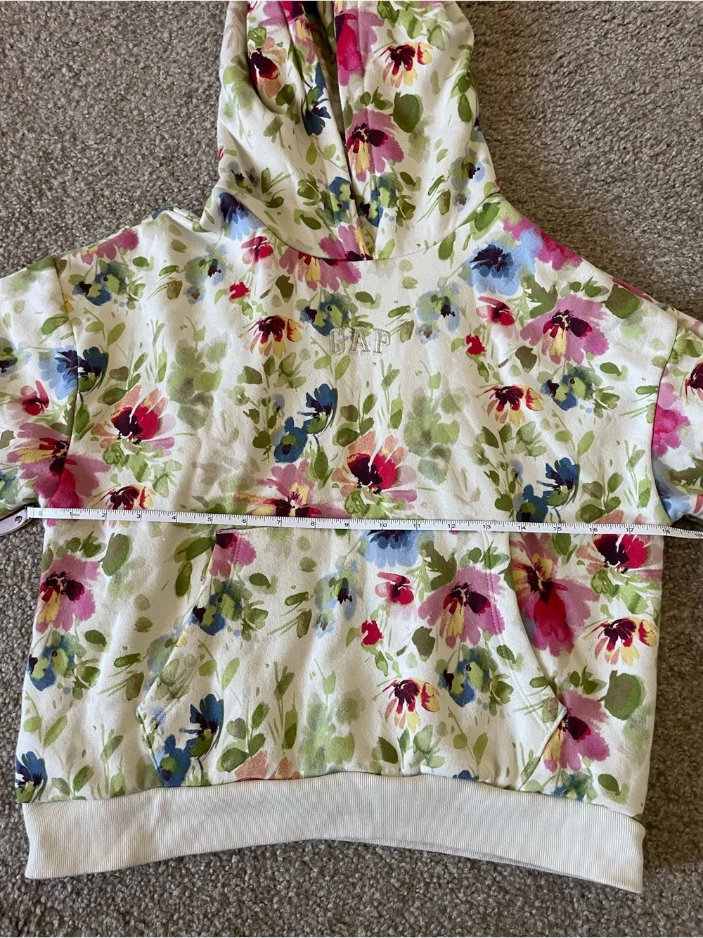 Kids Floral Hooded Pajama Top - White with Pink & Green Flowers